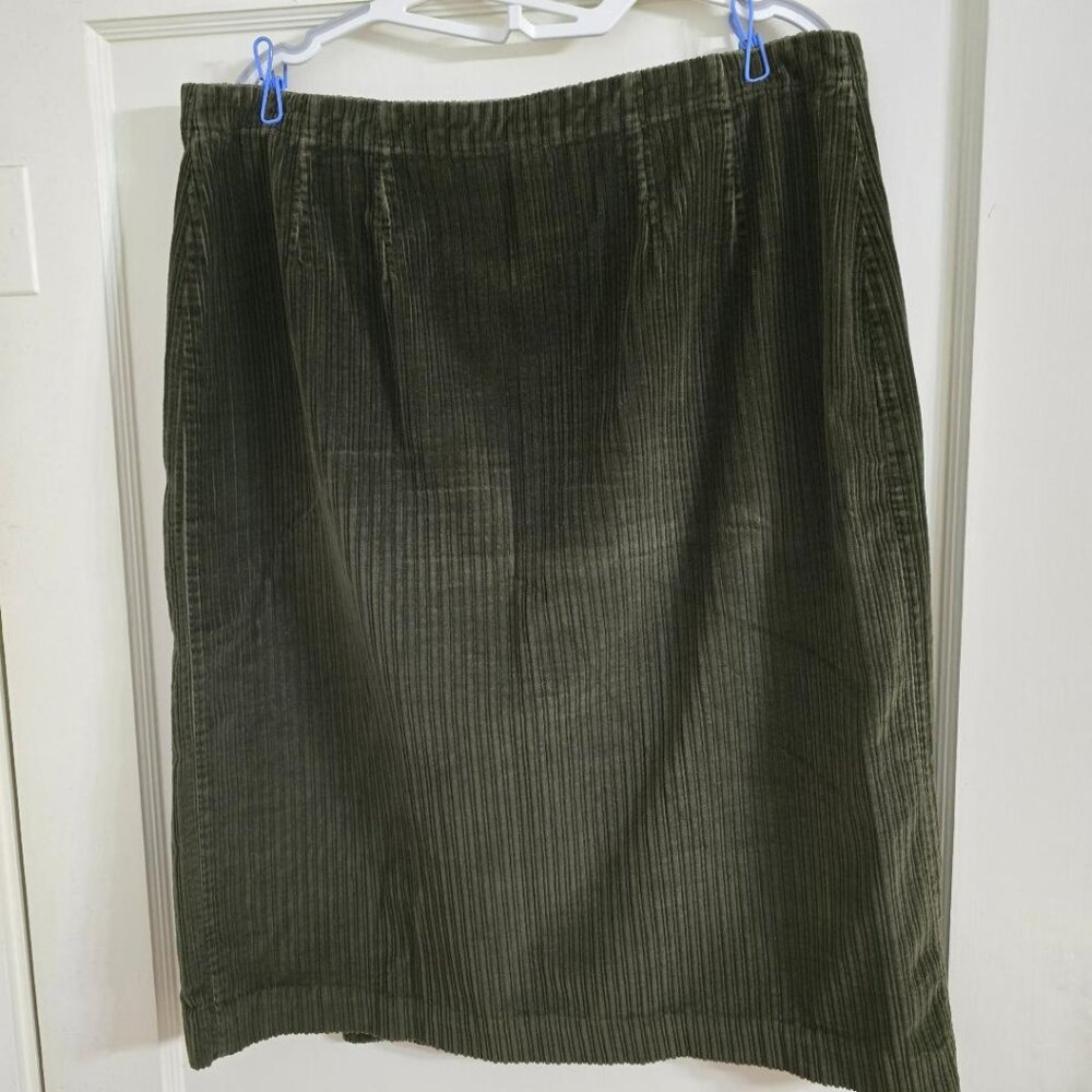 16 Vintage 80s L.L. Bean Olive Corduroy Maxi Wrap Skirt Boho